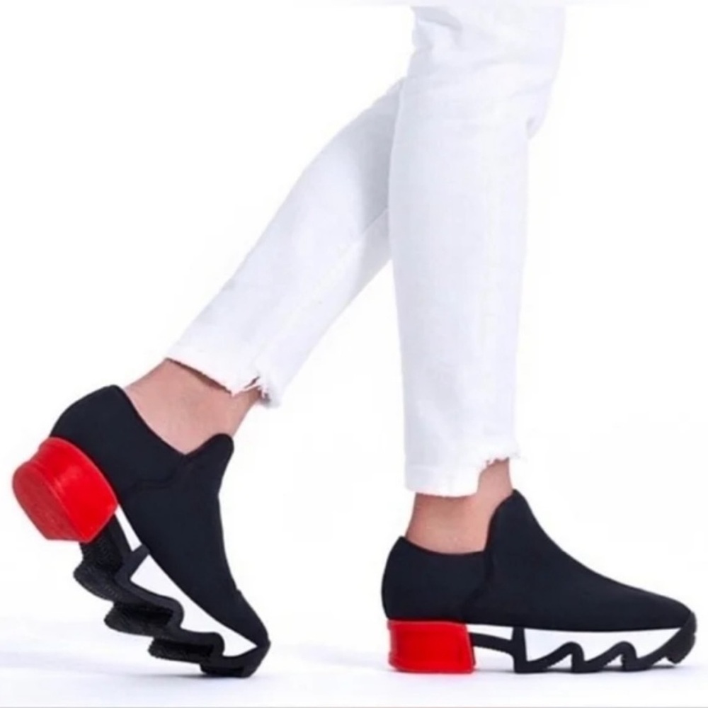 New iRi NYC Women's Black Red Wes Neoprene Low Top Sneakers Streetwear Sz 40.5